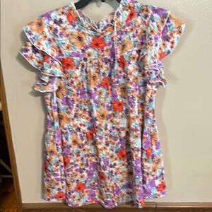 Floral Ruffle Sleeve Dress